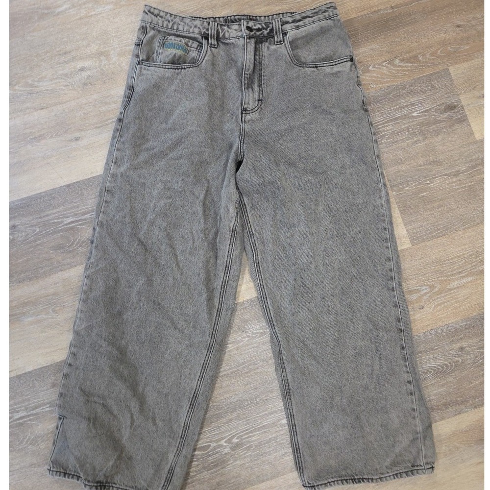 Empyre Loose Fit Skate Jeans‎ Mens 30 Grey Excellent Embroidered Rat Streetwear